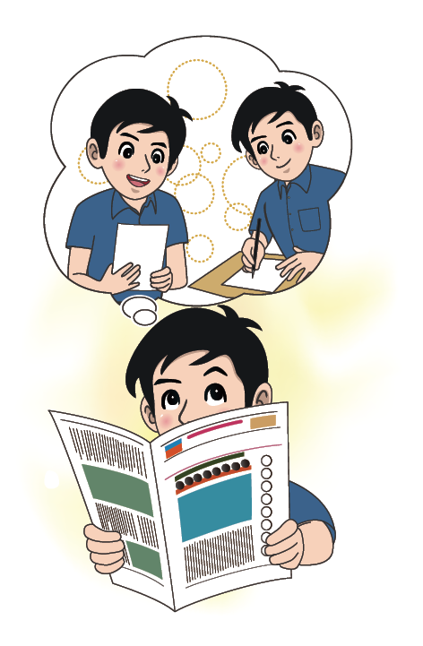 学んだことを考え整理する人のイメージイラスト