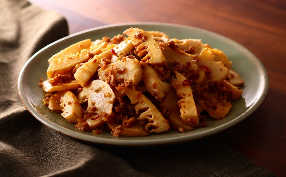 たけのこと豚ミンチのザーサイ炒め