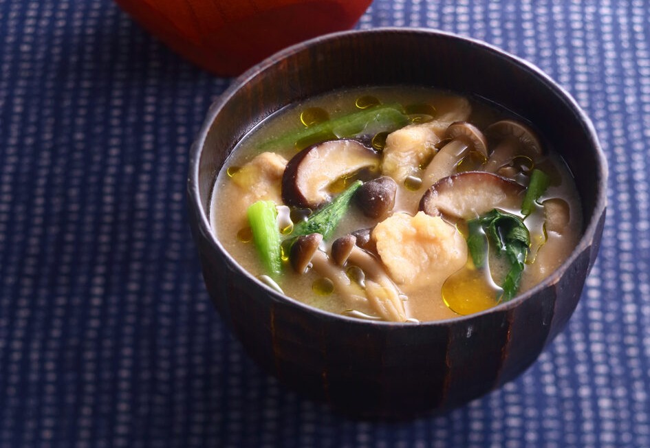 ささみと小松菜のとろみみそ汁