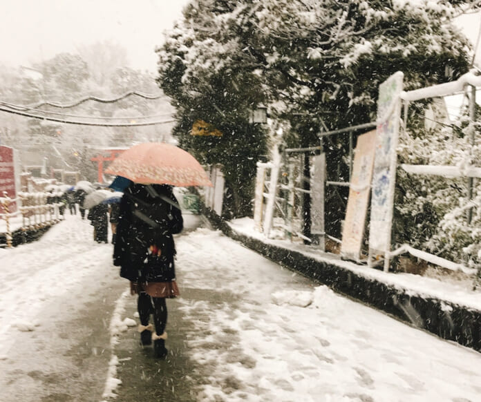 雪の降る街