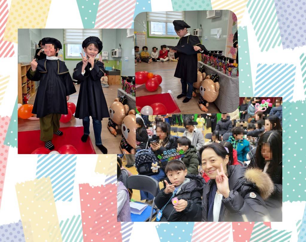 日本と韓国それぞれの卒園式（写真は一部加工しています）