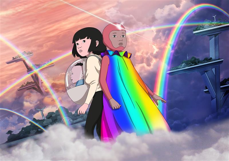 2075年を生きるイリス（左）と未来から来たアルコ©2025 Remembers / mountainA / France 3 CINEMA