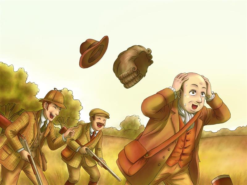 カツラをかぶった男