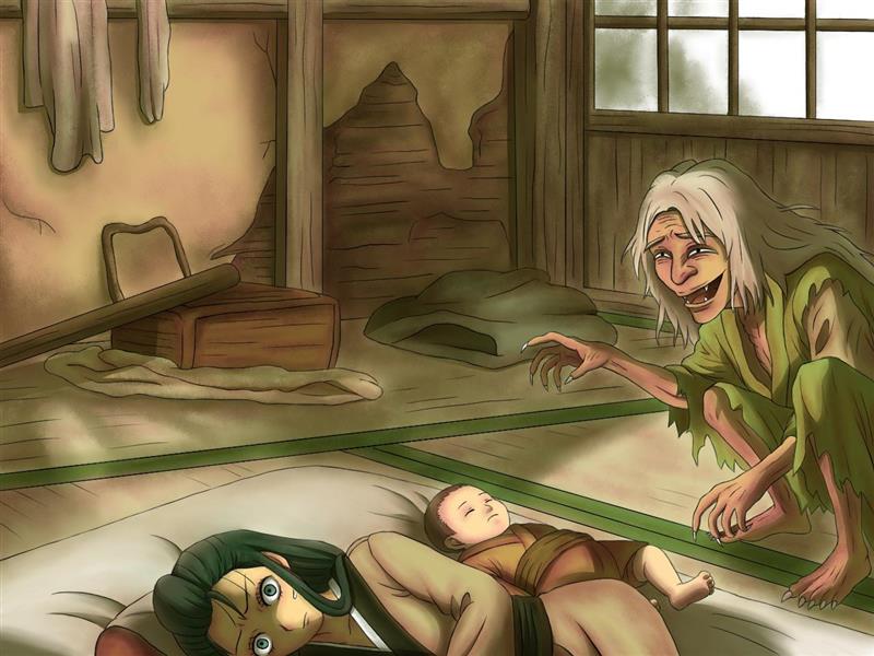 赤子を狙う鬼女