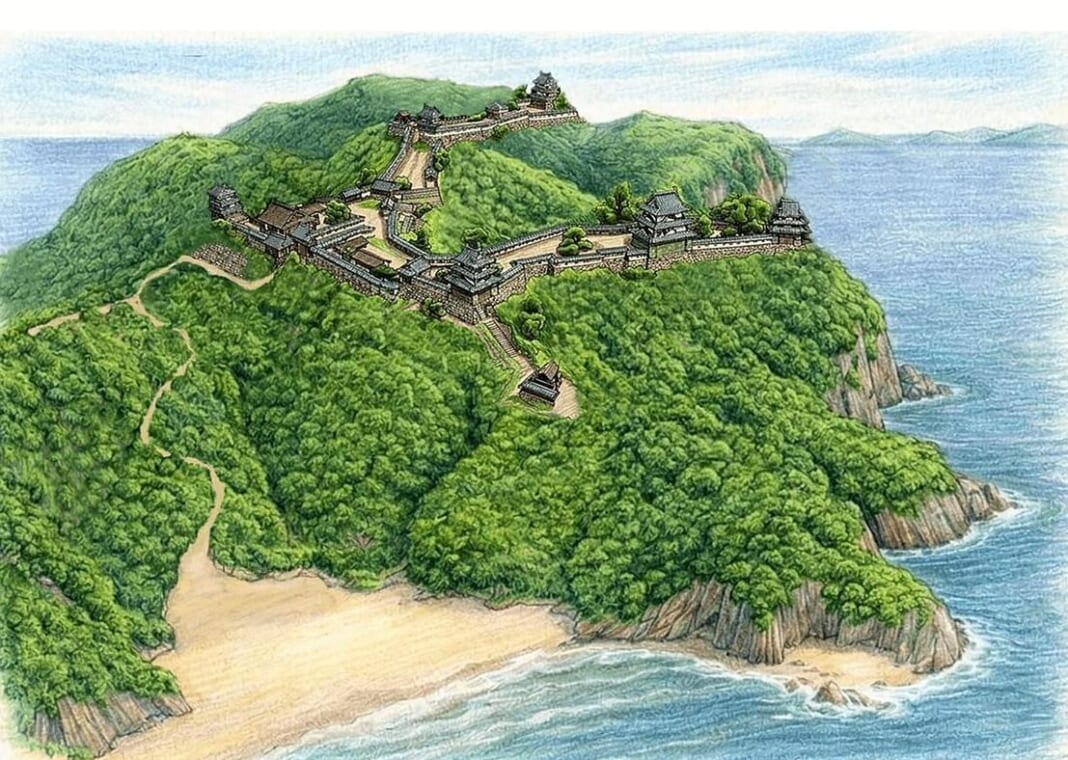 東かがわ市の引田城復元図